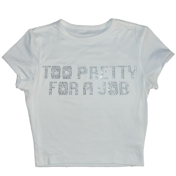 TOO PRETTY RHINESTONE BABYTEE WHITE