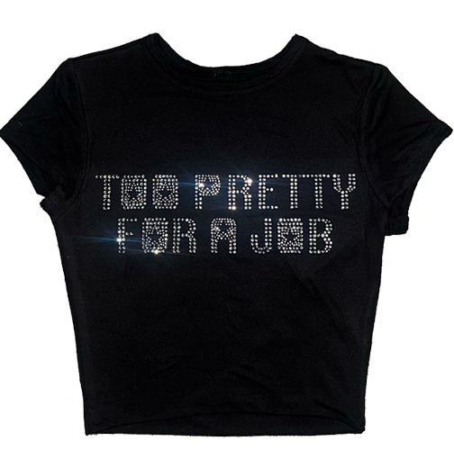 TOO PRETTY RHINESTONE BABYTEE BLACK