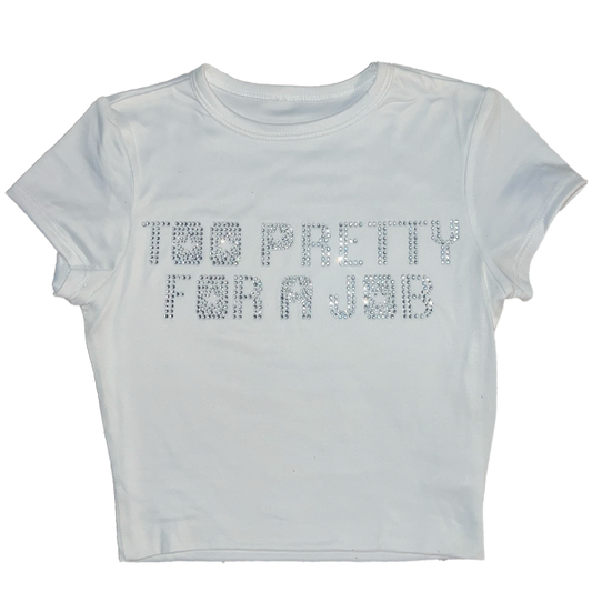 TOO PRETTY RHINESTONE BABYTEE WHITE